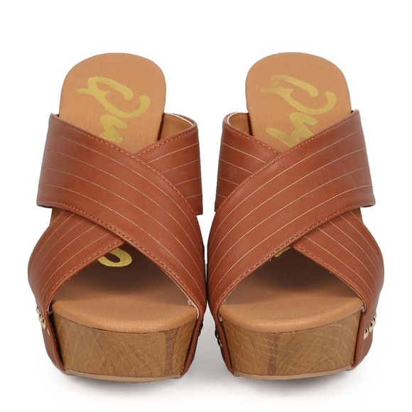 2/$20 Qupid Leatherette Criss Cross Slip On Wedge Sandal - Picture 2 of 5